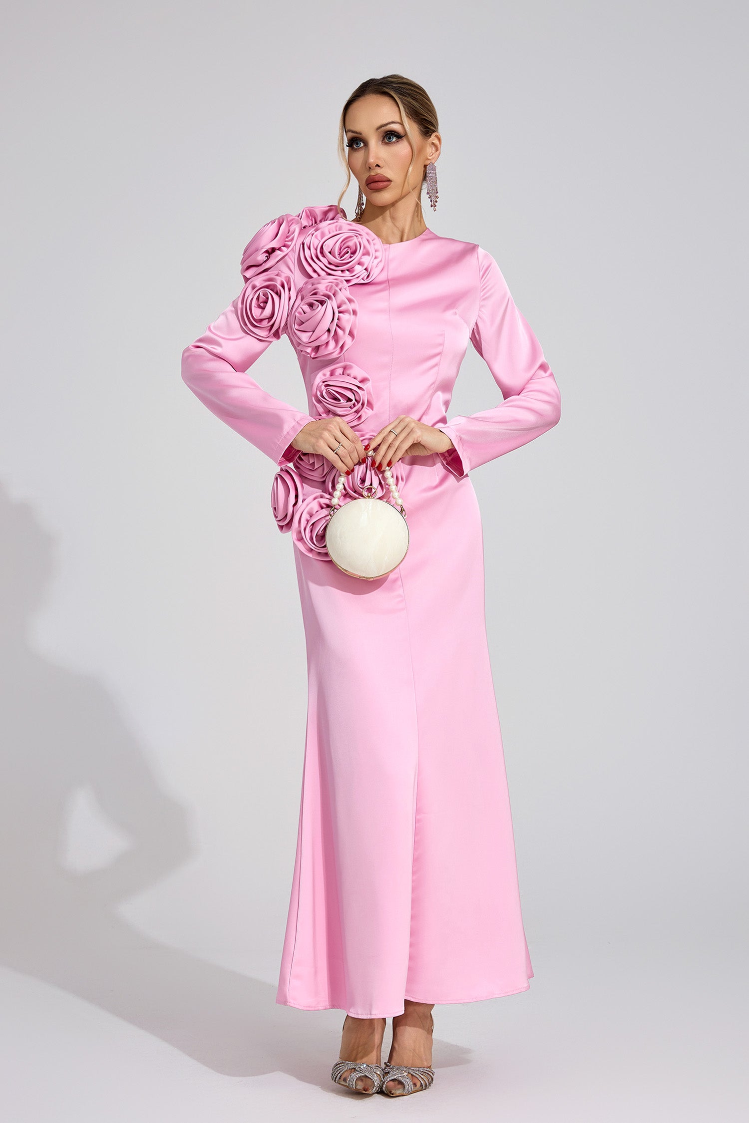 Ordelian Pink Floral Maxi Dress