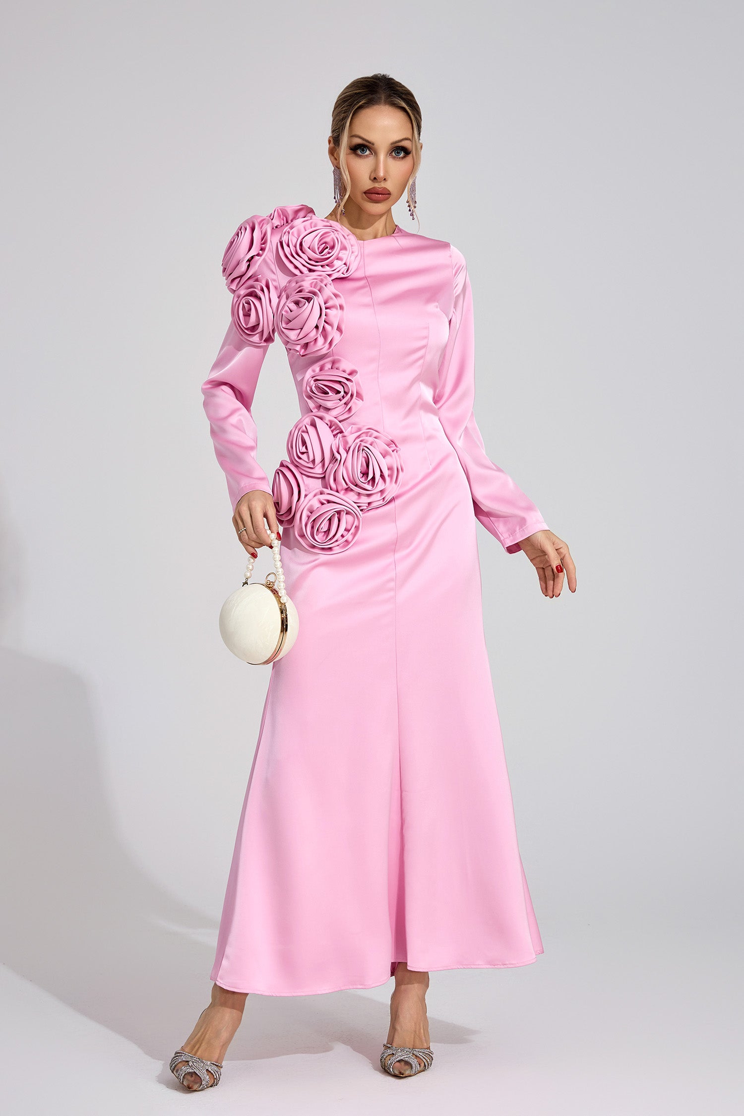 Ordelian Pink Floral Maxi Dress