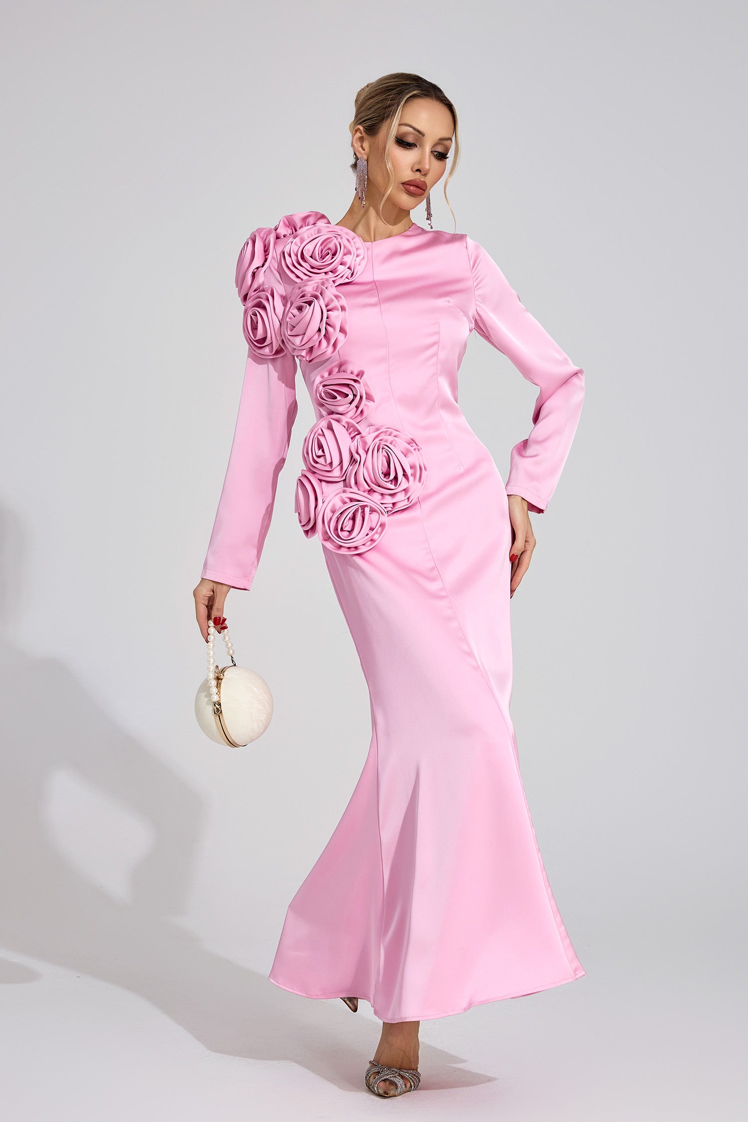 Ordelian Pink Floral Maxi Dress