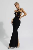 Remy Cross Halter Pocket Bandage Maxi Dress