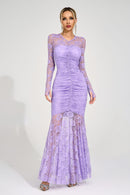 Galthera Purple Pleated Maxi Dress