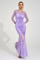 Galthera Purple Pleated Maxi Dress
