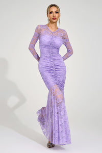 Galthera Purple Pleated Maxi Dress