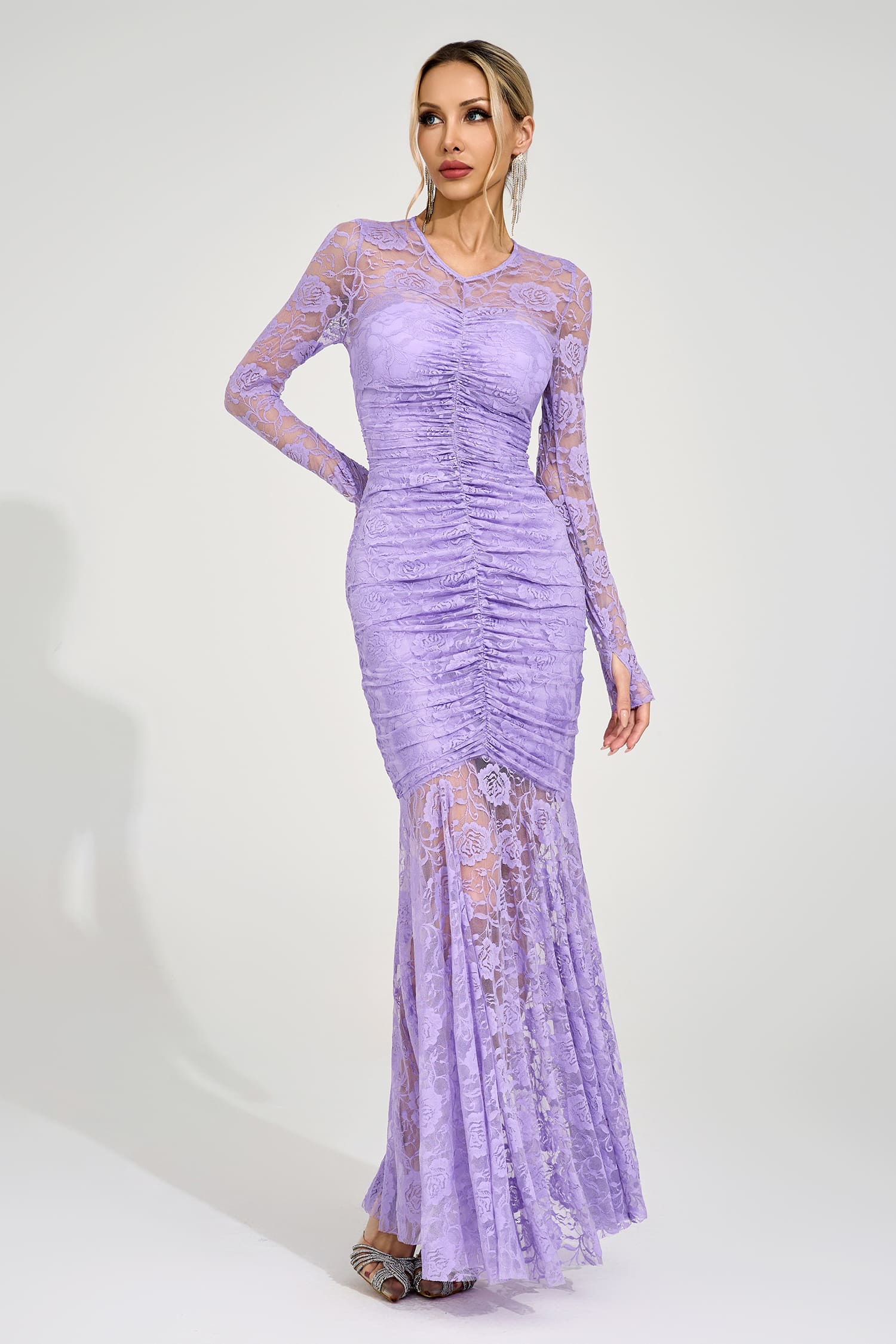 Galthera Purple Pleated Maxi Dress