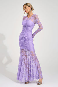 Galthera Purple Pleated Maxi Dress