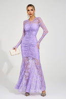 Galthera Purple Pleated Maxi Dress