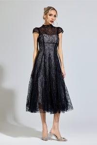 Hyzorin Black Lace Sequin Dress