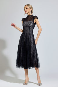 Hyzorin Black Lace Sequin Dress