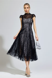Hyzorin Black Lace Sequin Dress