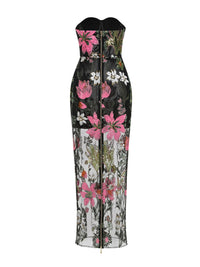 Chalina Strapless Sequin Flower Maxi Dress