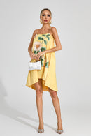 Dorbin Embroidered Slip Mini Dress In Yellow