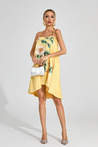 Dorbin Embroidered Slip Mini Dress In Yellow