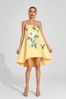 Dorbin Embroidered Slip Mini Dress In Yellow