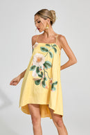 Dorbin Embroidered Slip Mini Dress In Yellow
