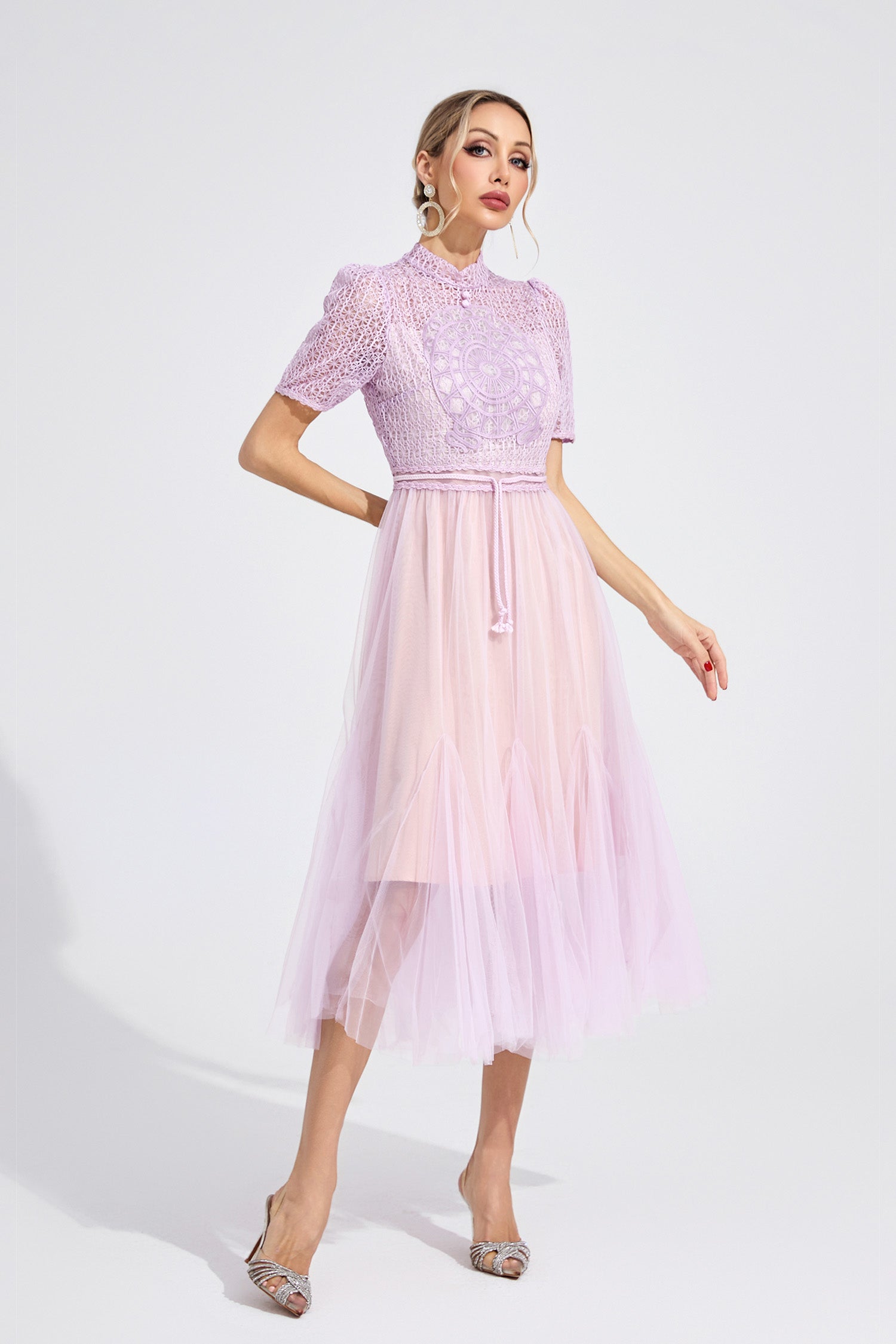 Faeltryn Purple Lace Maxi Dress