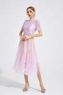 Faeltryn Purple Lace Maxi Dress