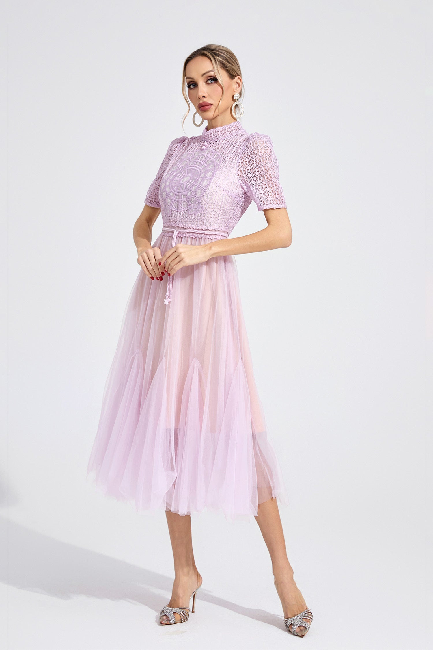 Faeltryn Purple Lace Maxi Dress