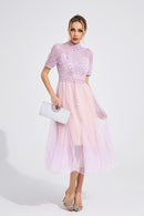 Faeltryn Purple Lace Maxi Dress