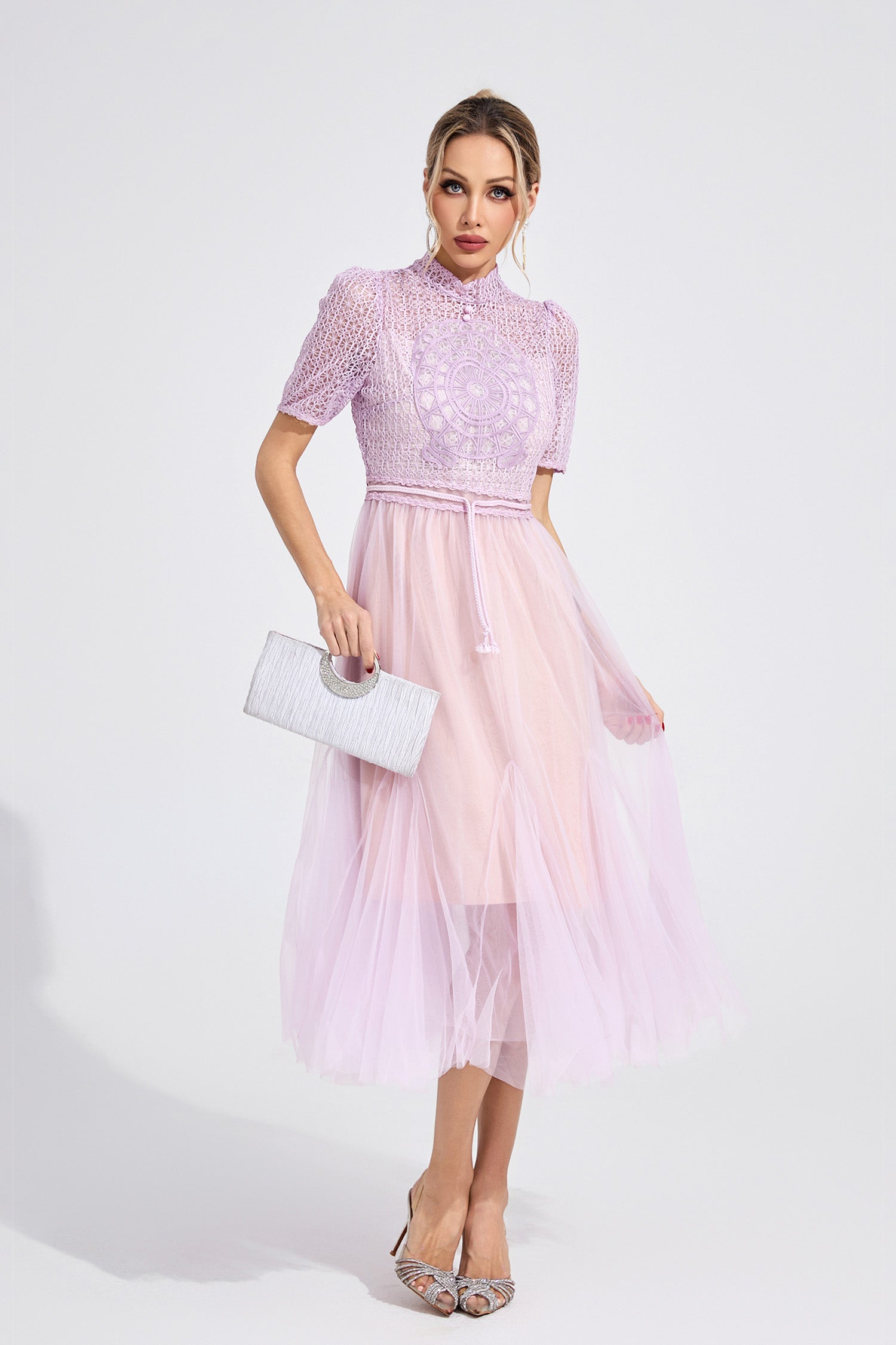 Faeltryn Purple Lace Maxi Dress