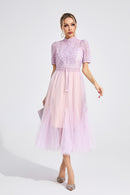 Faeltryn Purple Lace Maxi Dress
