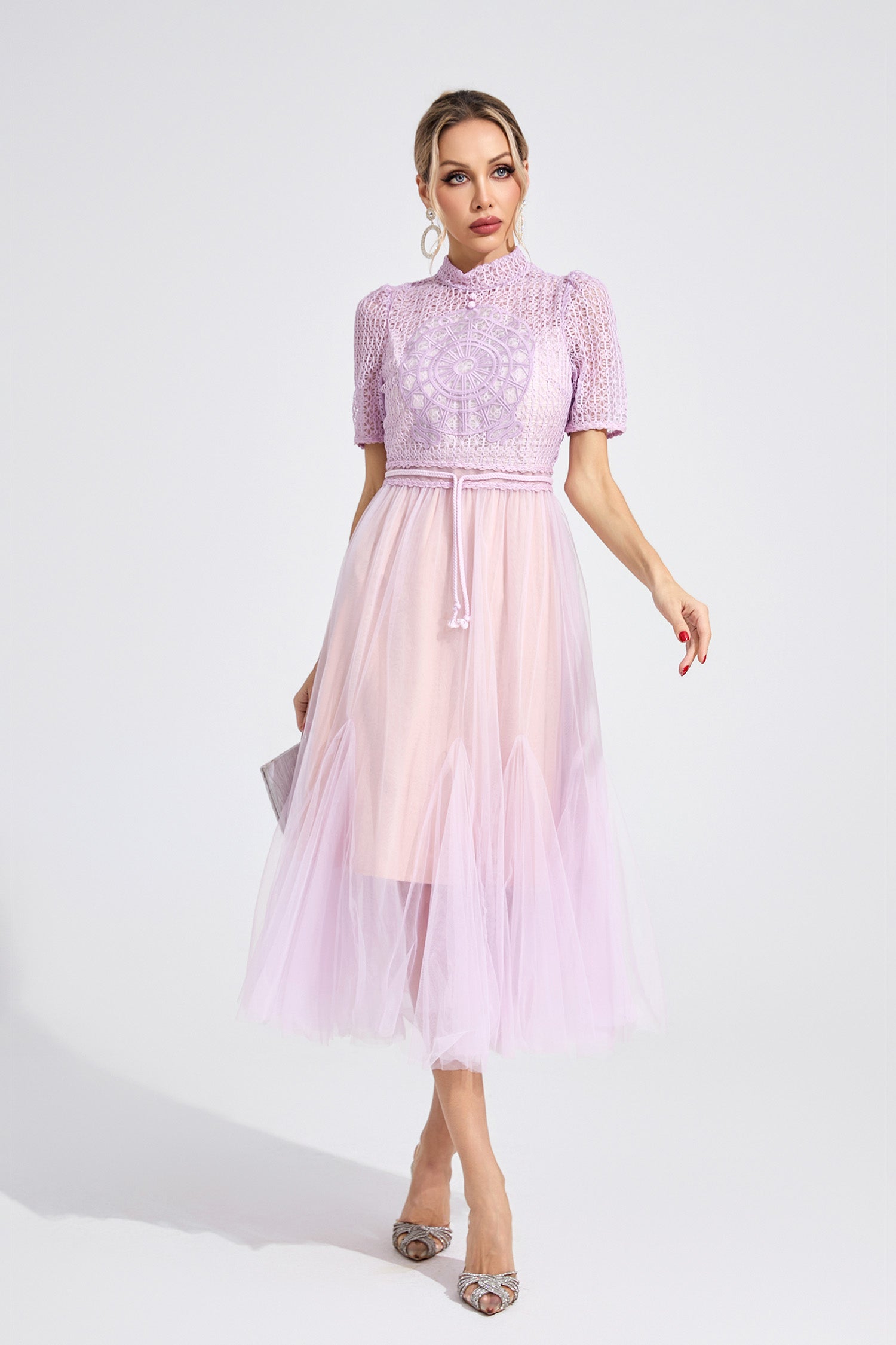 Faeltryn Purple Lace Maxi Dress