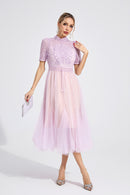 Faeltryn Purple Lace Maxi Dress