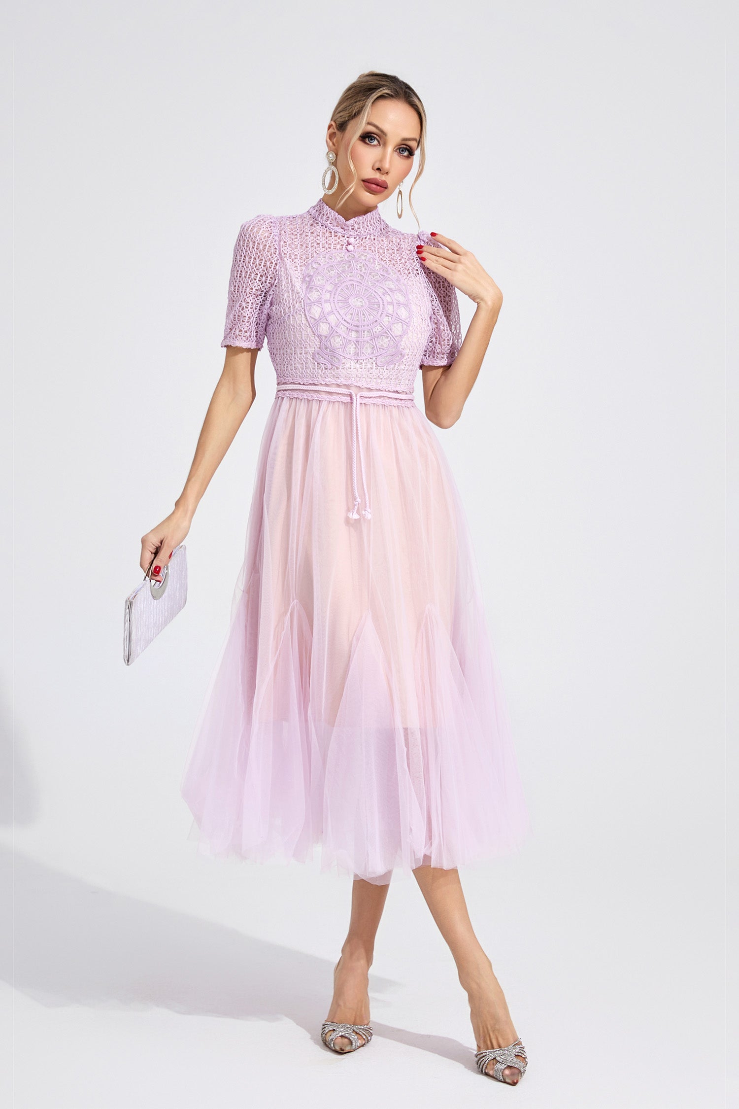 Faeltryn Purple Lace Maxi Dress