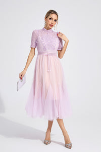 Faeltryn Purple Lace Maxi Dress