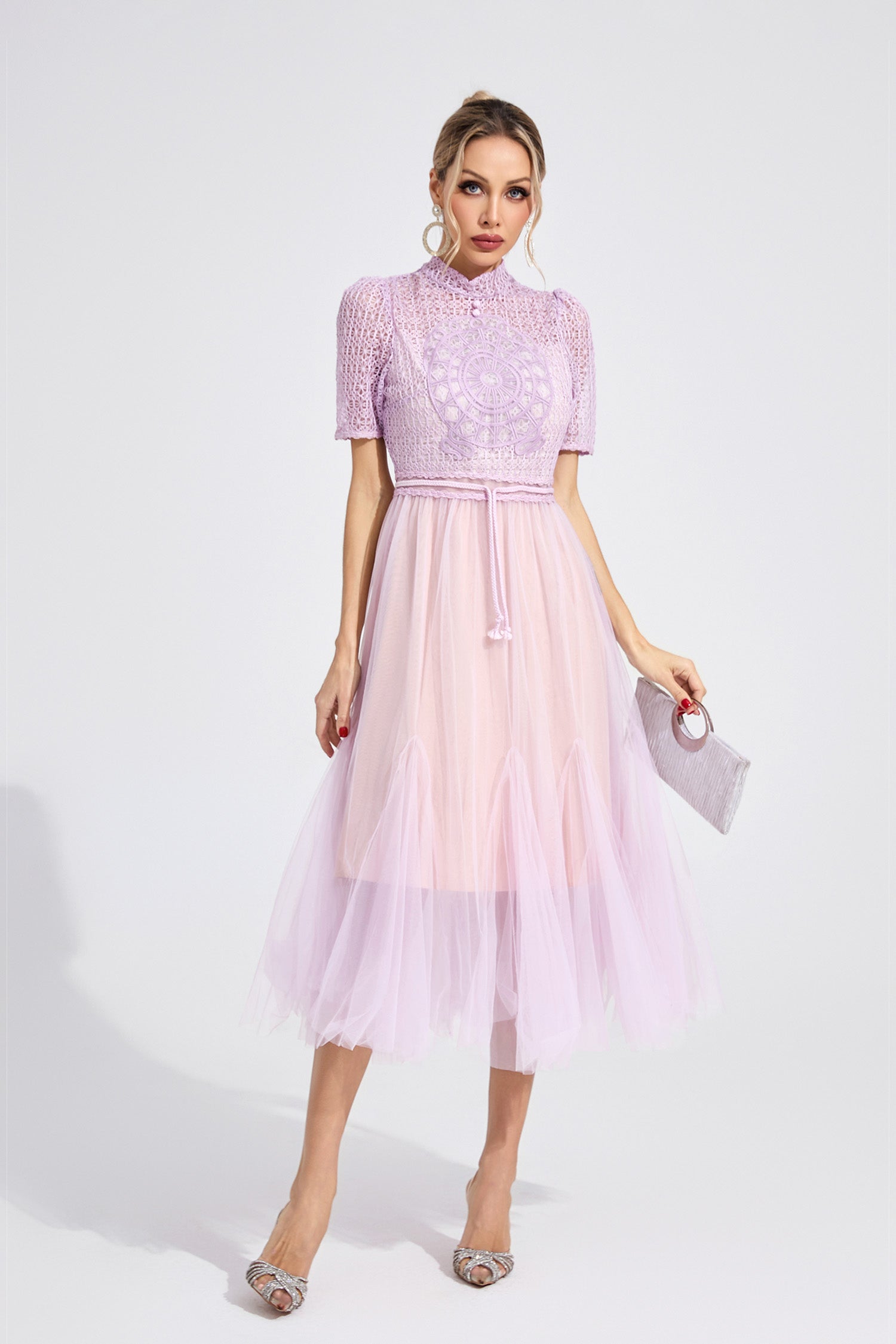 Faeltryn Purple Lace Maxi Dress