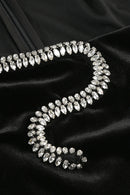 Lagina Rhinestone Paneled Cutout Velvet Maxi Dress In Black