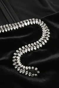 Lagina Rhinestone Paneled Cutout Velvet Maxi Dress In Black