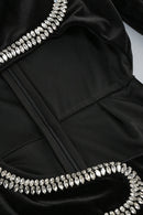 Lagina Rhinestone Paneled Cutout Velvet Maxi Dress In Black