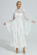Xexis White Floral Lace Maxi Dress