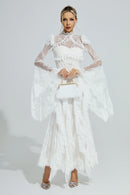Xexis White Floral Lace Maxi Dress