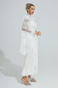 Xexis White Floral Lace Maxi Dress
