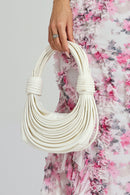 Malha White PU Knotted Bag
