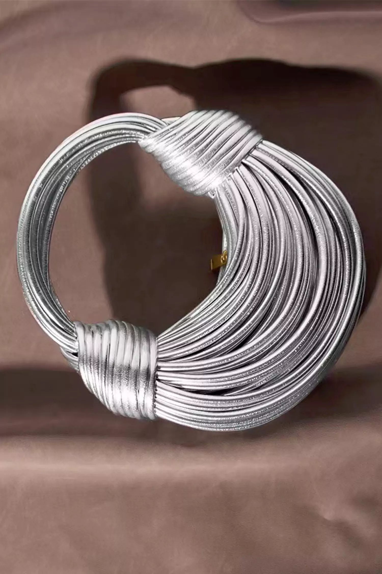 Naelthar Silver PU Knotted Bag