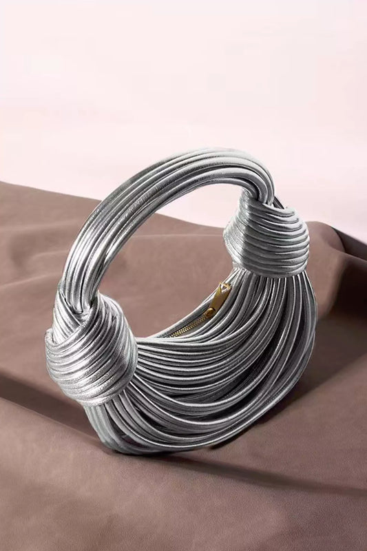 Naelthar Silver PU Knotted Bag