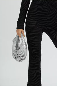Naelthar Silver PU Knotted Bag