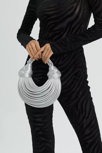 Naelthar Silver PU Knotted Bag