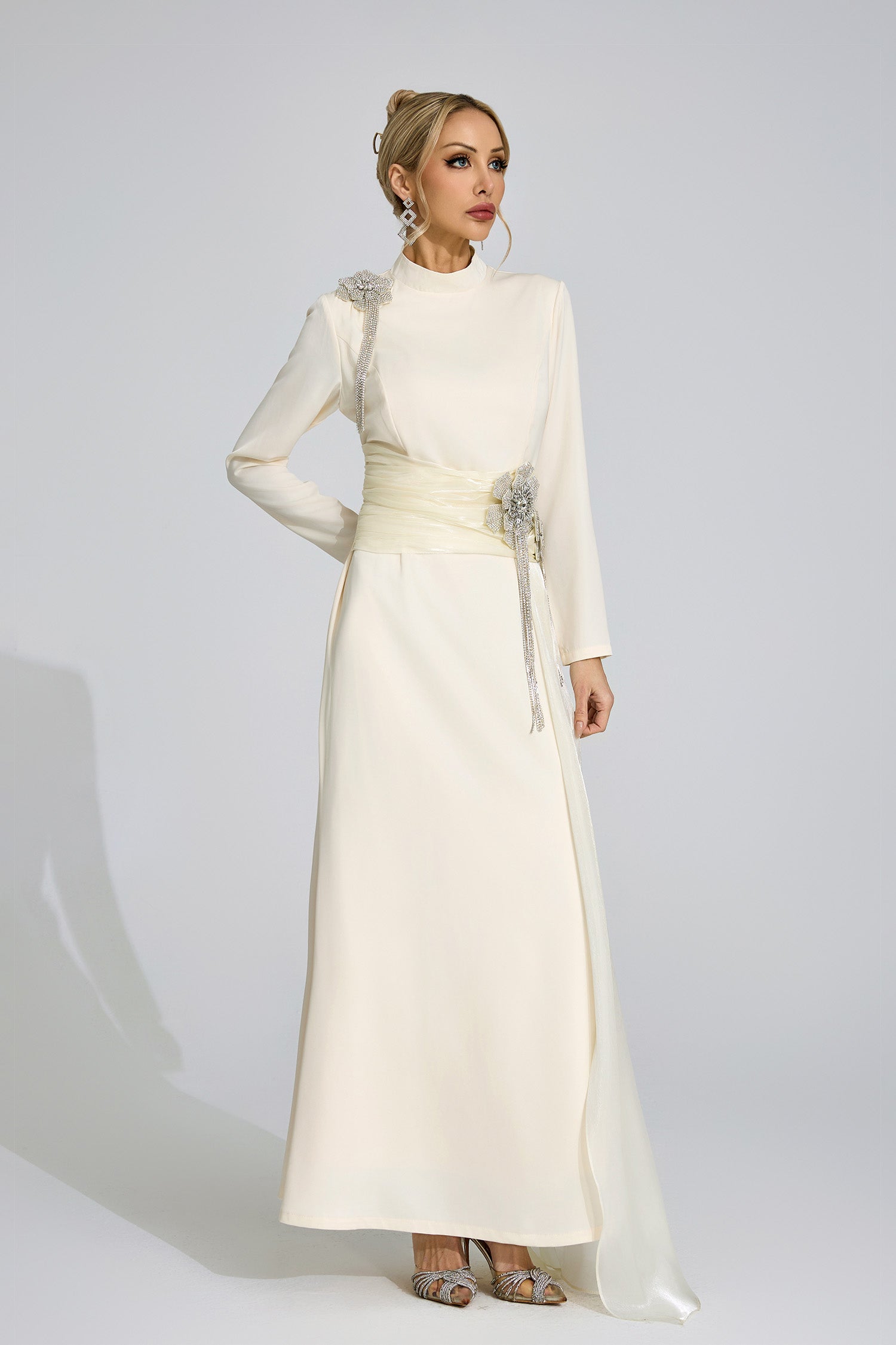Veyloran Ivory Tassel Maxi Dress