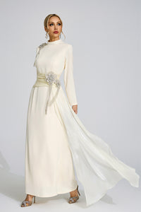 Veyloran Ivory Tassel Maxi Dress