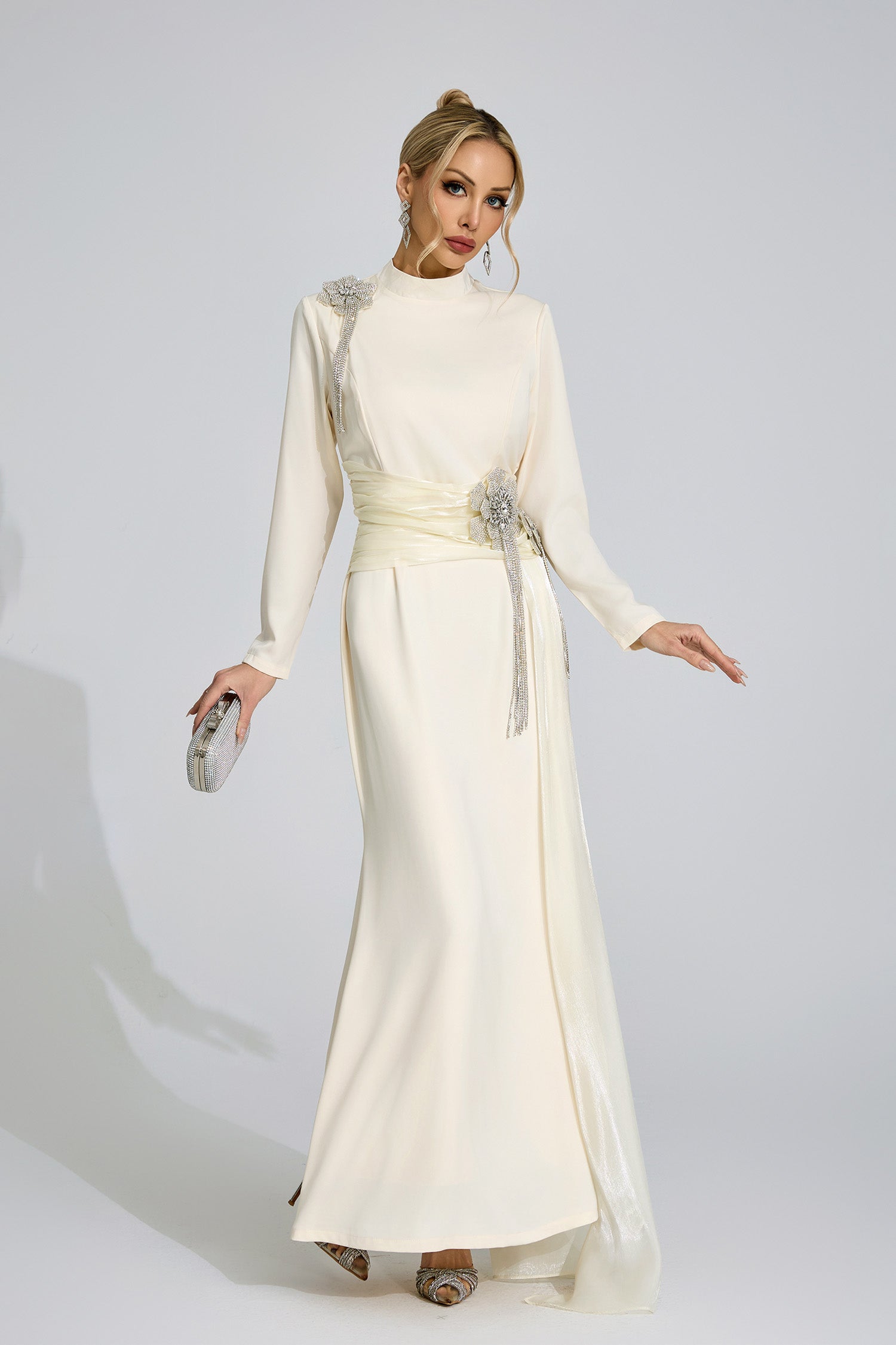 Veyloran Ivory Tassel Maxi Dress