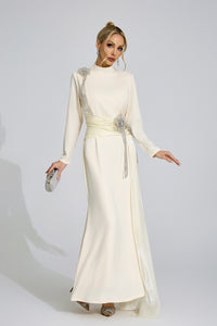 Veyloran Ivory Tassel Maxi Dress