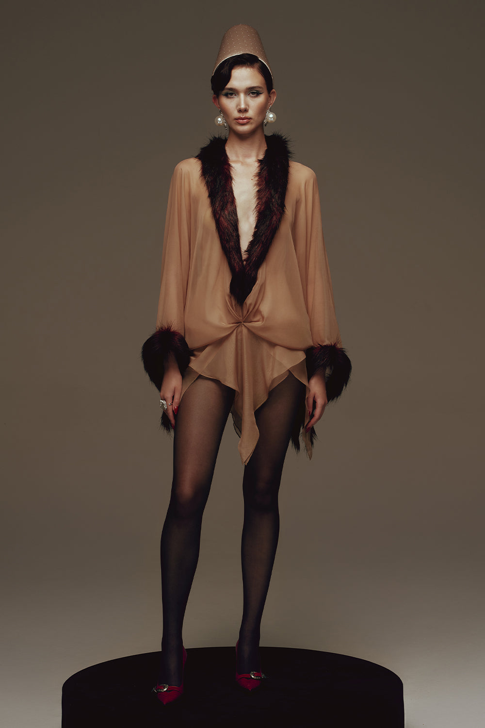 Lurek Asymmetric Faux Fur Mini Dress