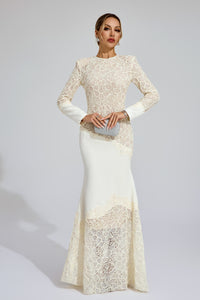 Mexelle Embroidered Maxi Dress In Beige