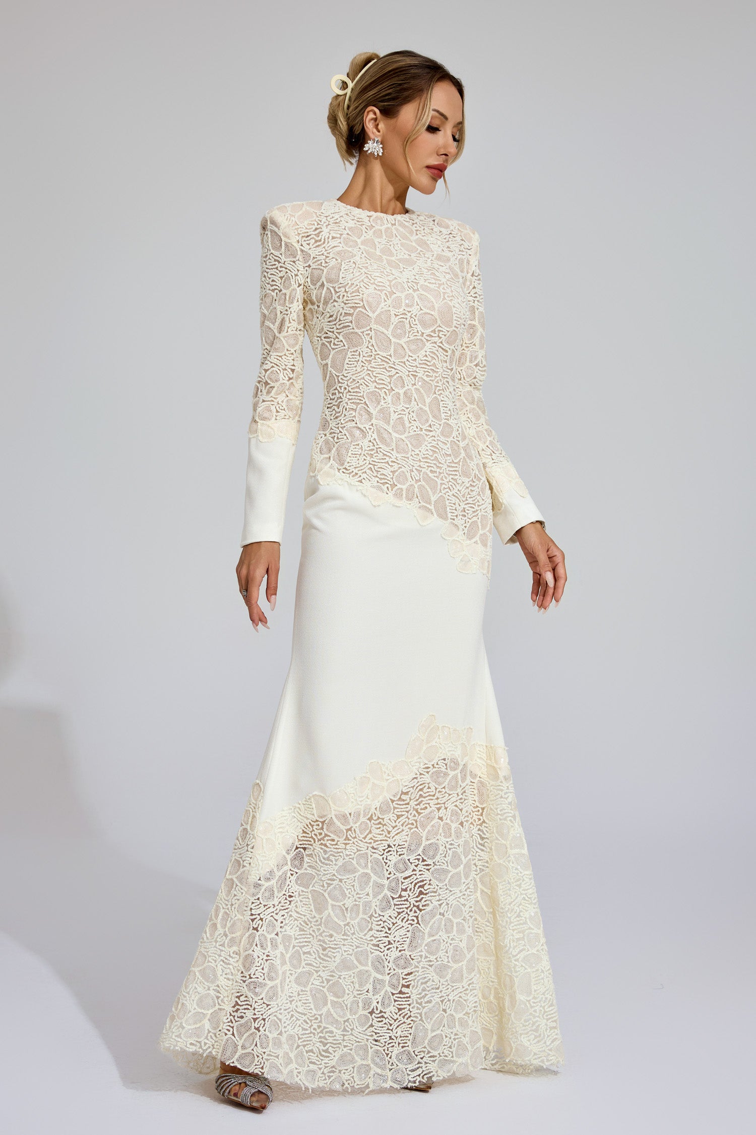 Mexelle Embroidered Maxi Dress In Beige