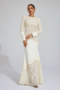 Mexelle Embroidered Maxi Dress In Beige