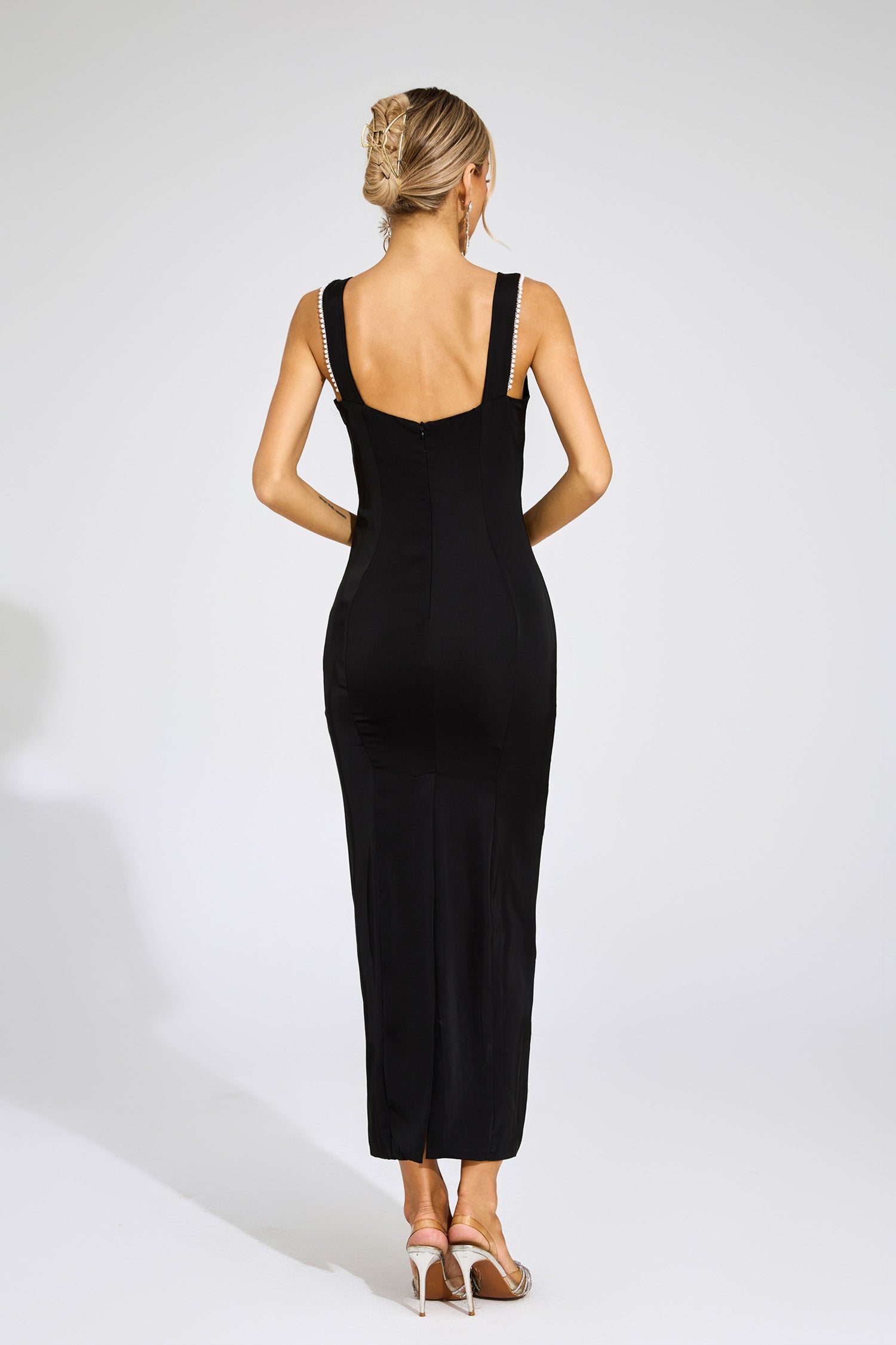 Carrolyn Black Pearls Maxi Dress