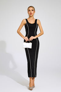 Carrolyn Black Pearls Maxi Dress